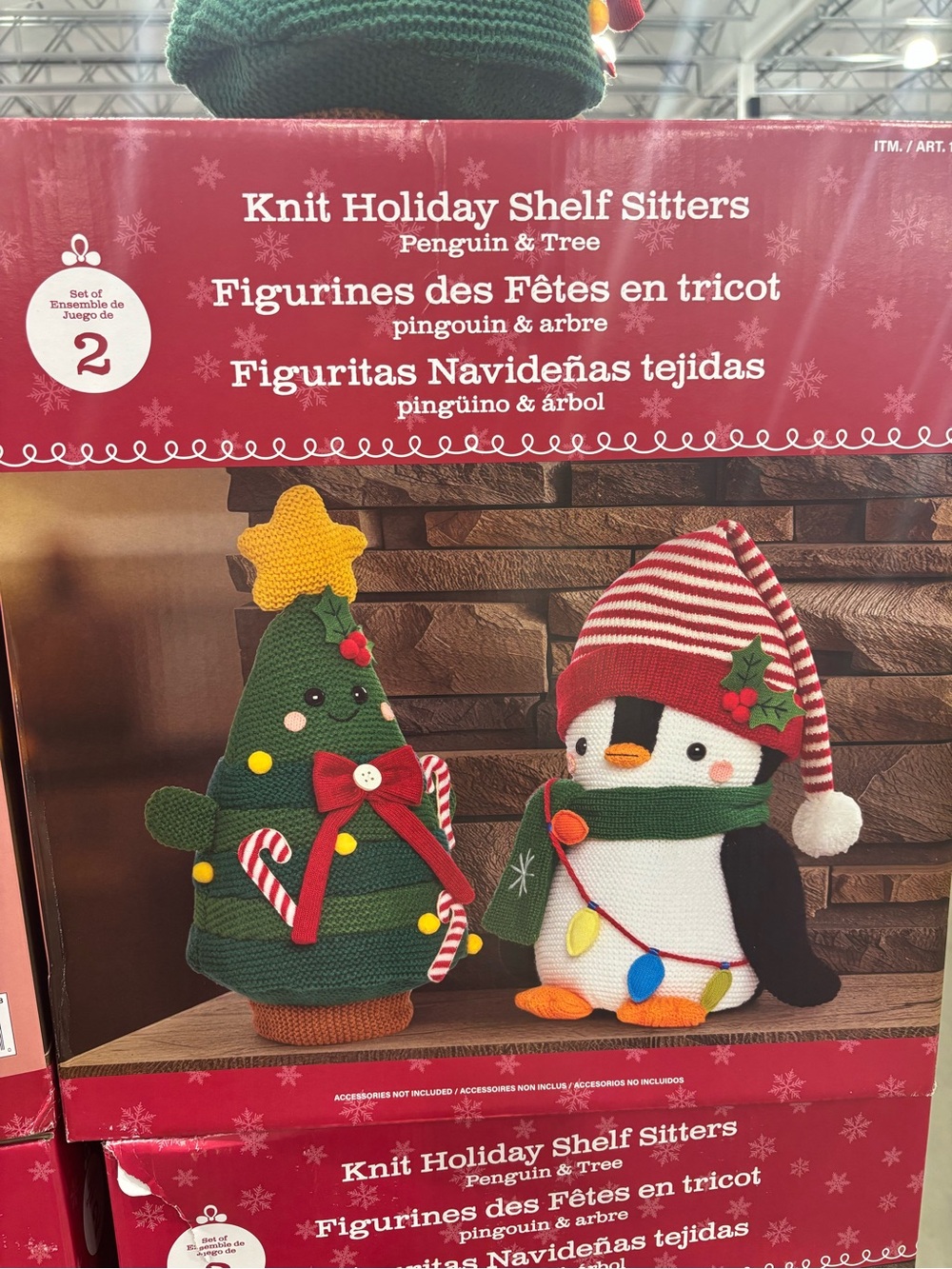 2-pack Knit Holiday Shelf Sitters Penguin & Tree - new in box